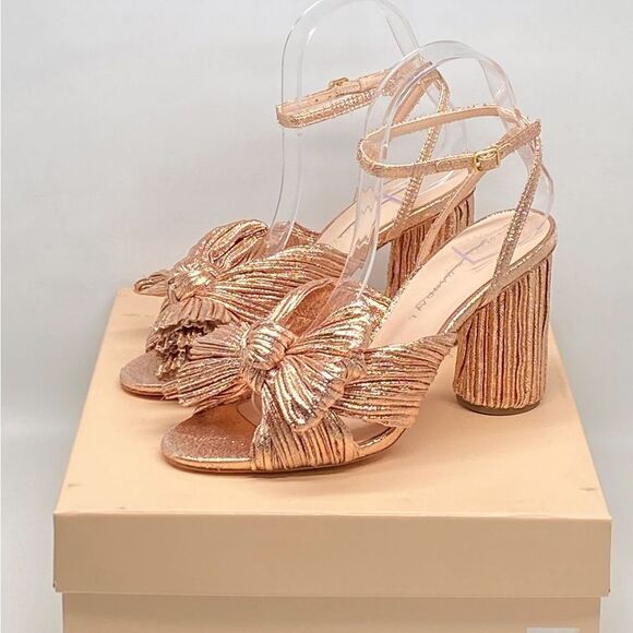 Loeffler Randall  Camellia Rose Pleated Bow Heel Sandals size 7 - Picture 11 of 13
